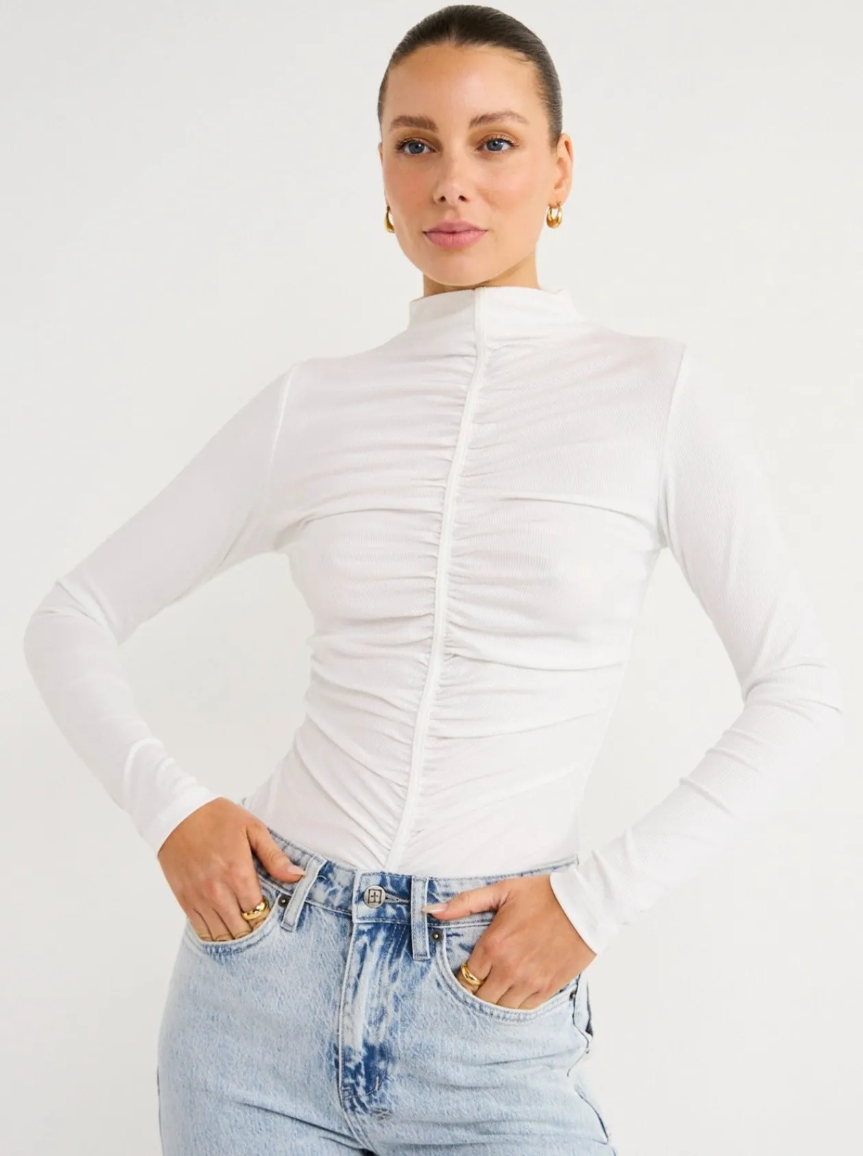 Online Aquarius Gathered High Neck Top In Women Tops
