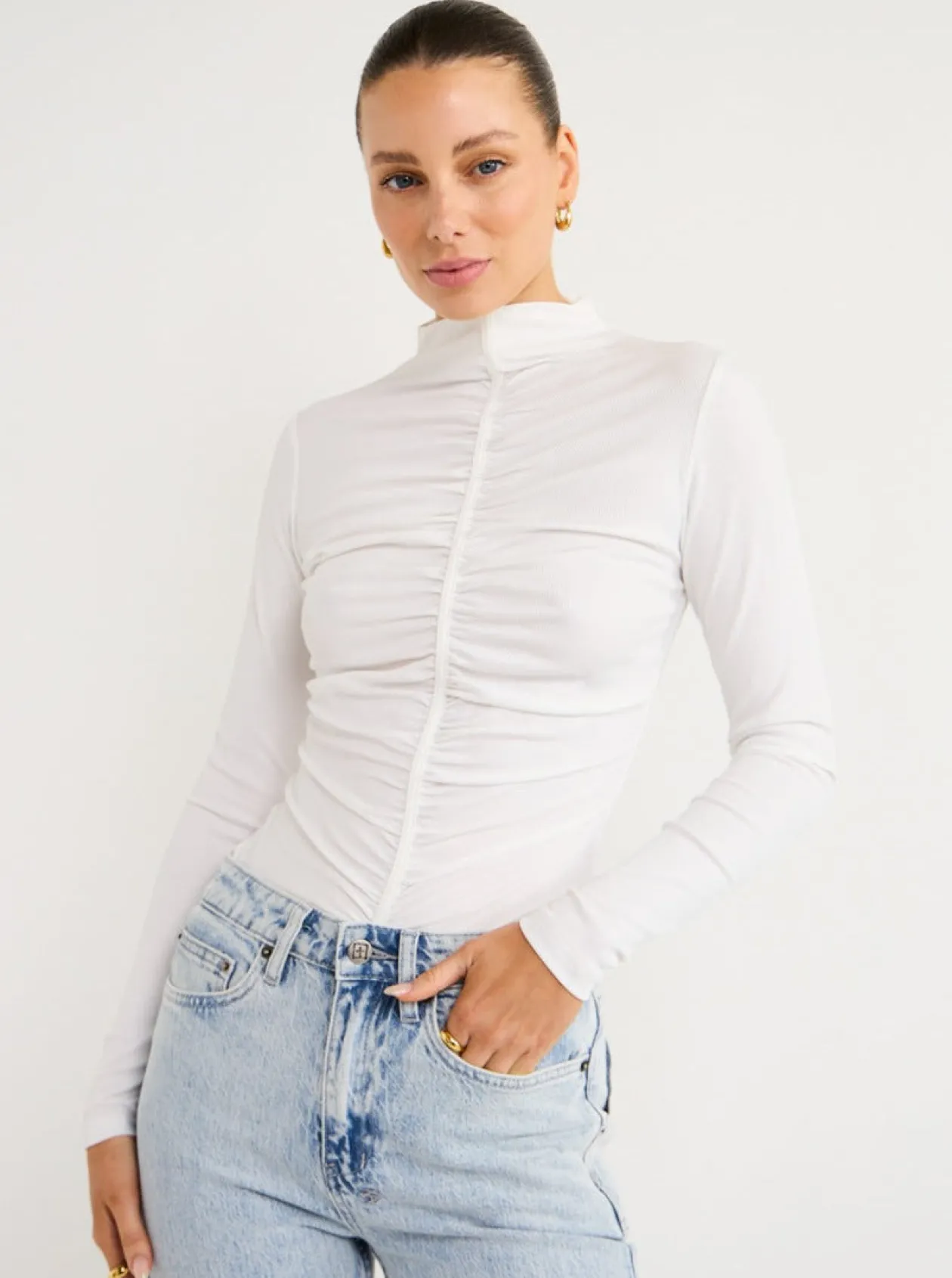 Online Aquarius Gathered High Neck Top In Women Tops