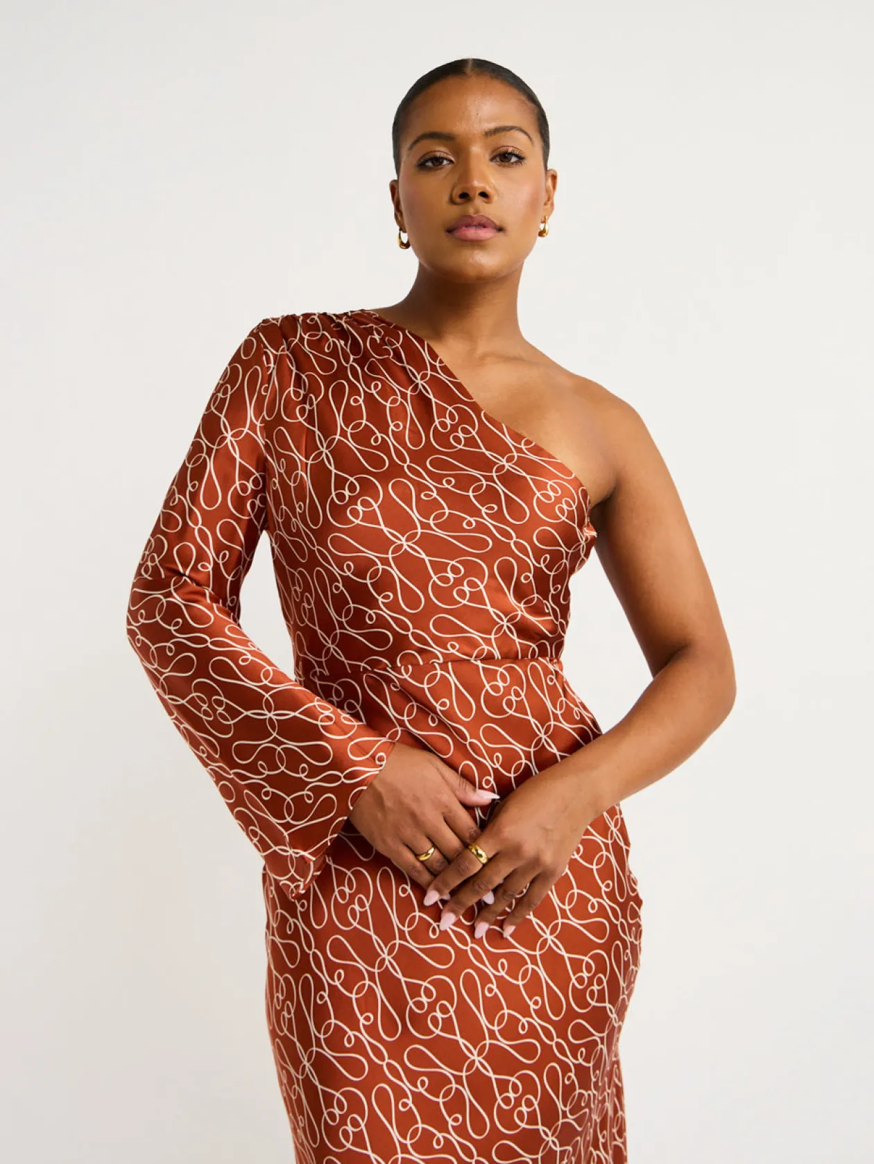 Discount Artisti Silk One Shoulder Midi Dress In Women Dresses