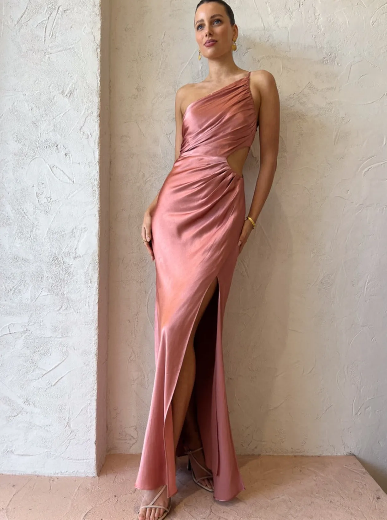 Cheap Asymmetrical Gathered Maxi Dress In Women Dresses
