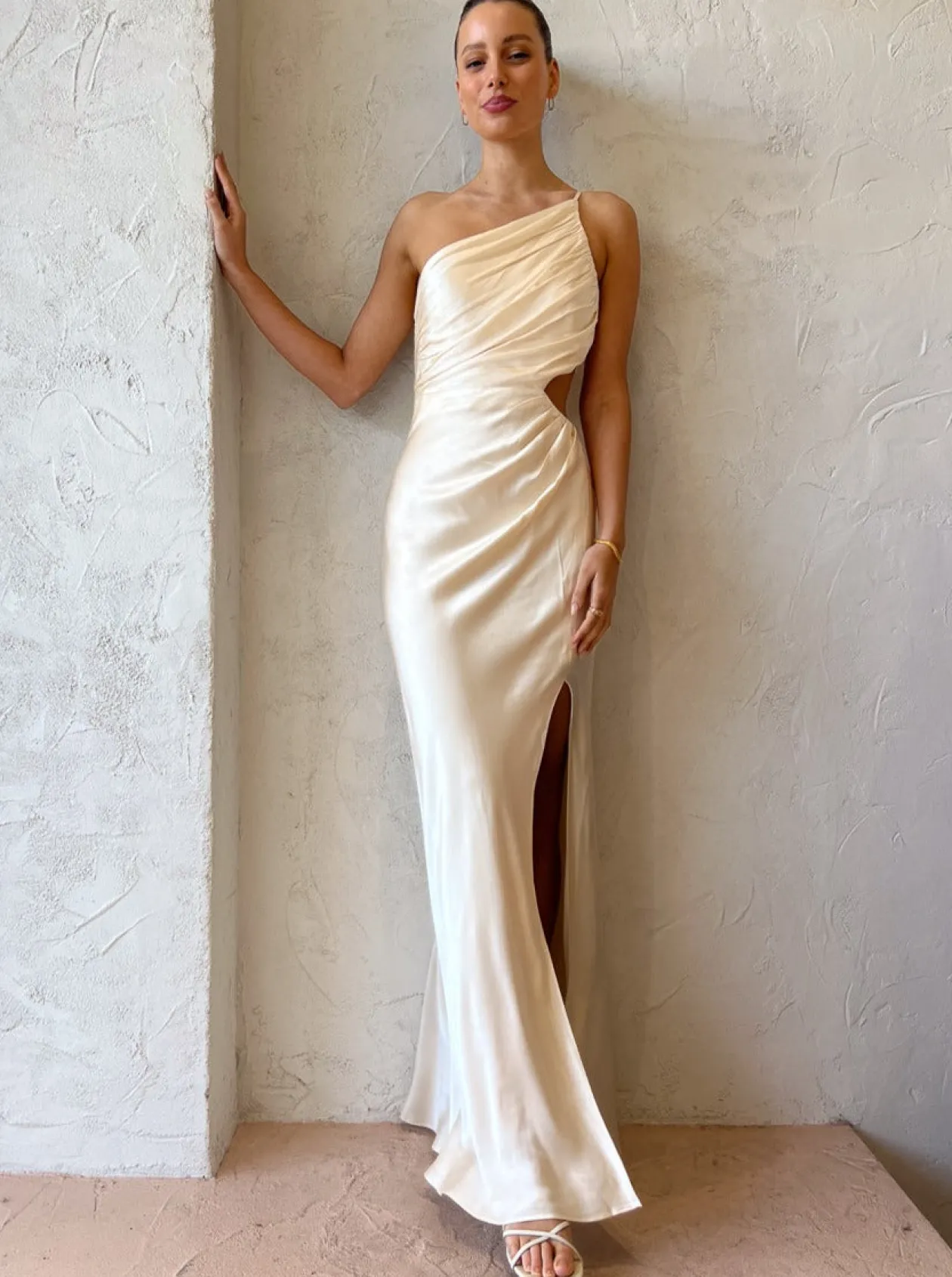 Store Asymmetrical Gathered Maxi Dress In Women Dresses