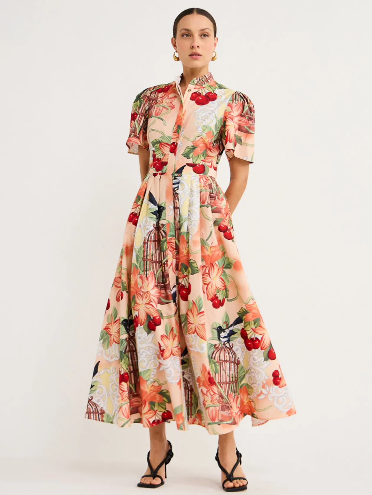 Cheap Bianca Short Sleeve Midi Dress In Azalea Print In Fortune Women Dresses