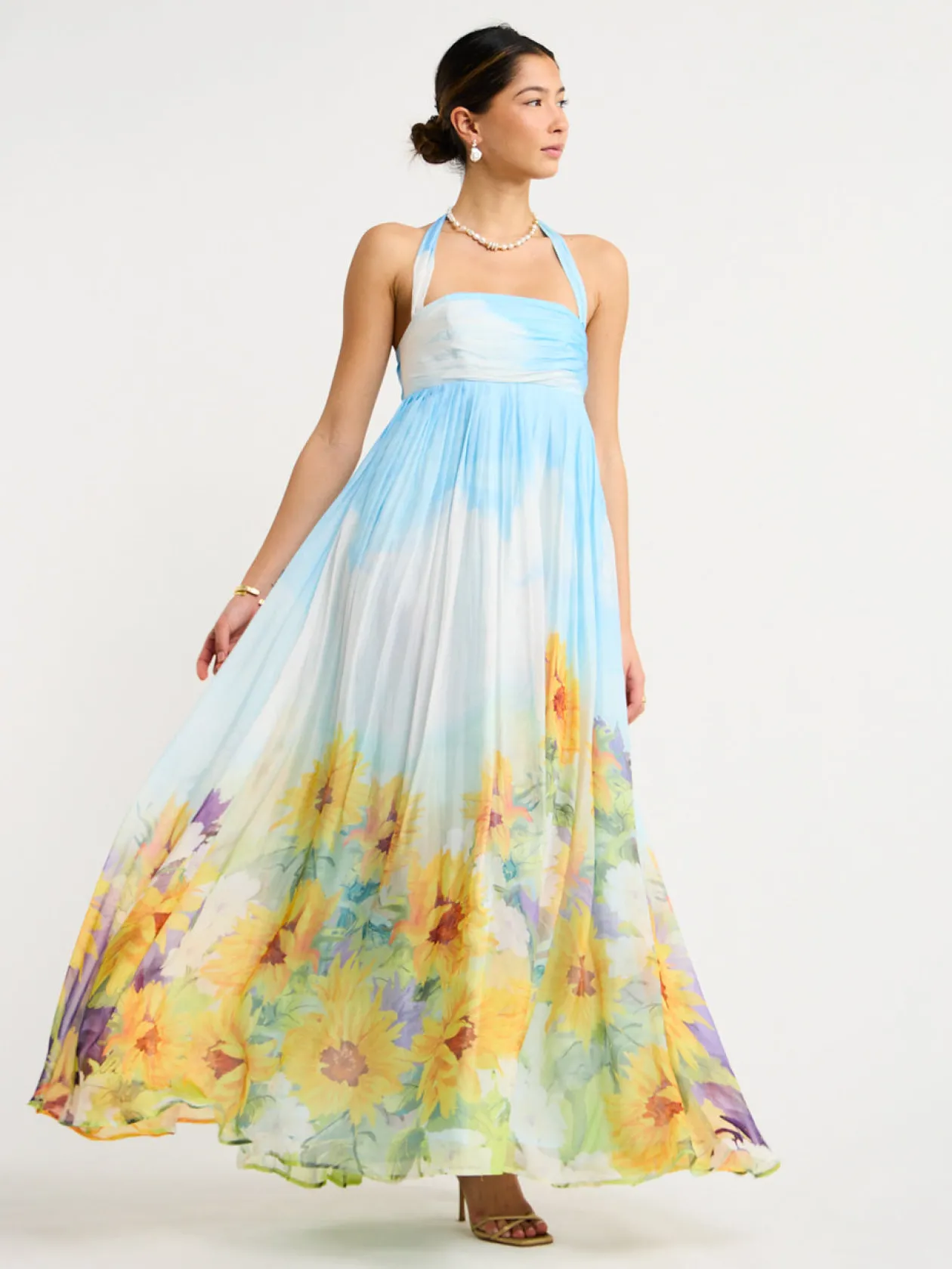 Best Sale Claudette Silk Halterneck Maxi Dress In Women Dresses