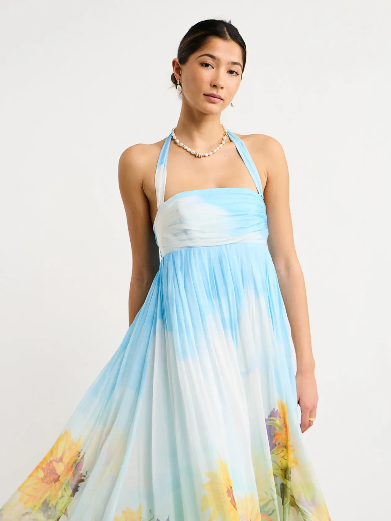 Best Sale Claudette Silk Halterneck Maxi Dress In Women Dresses