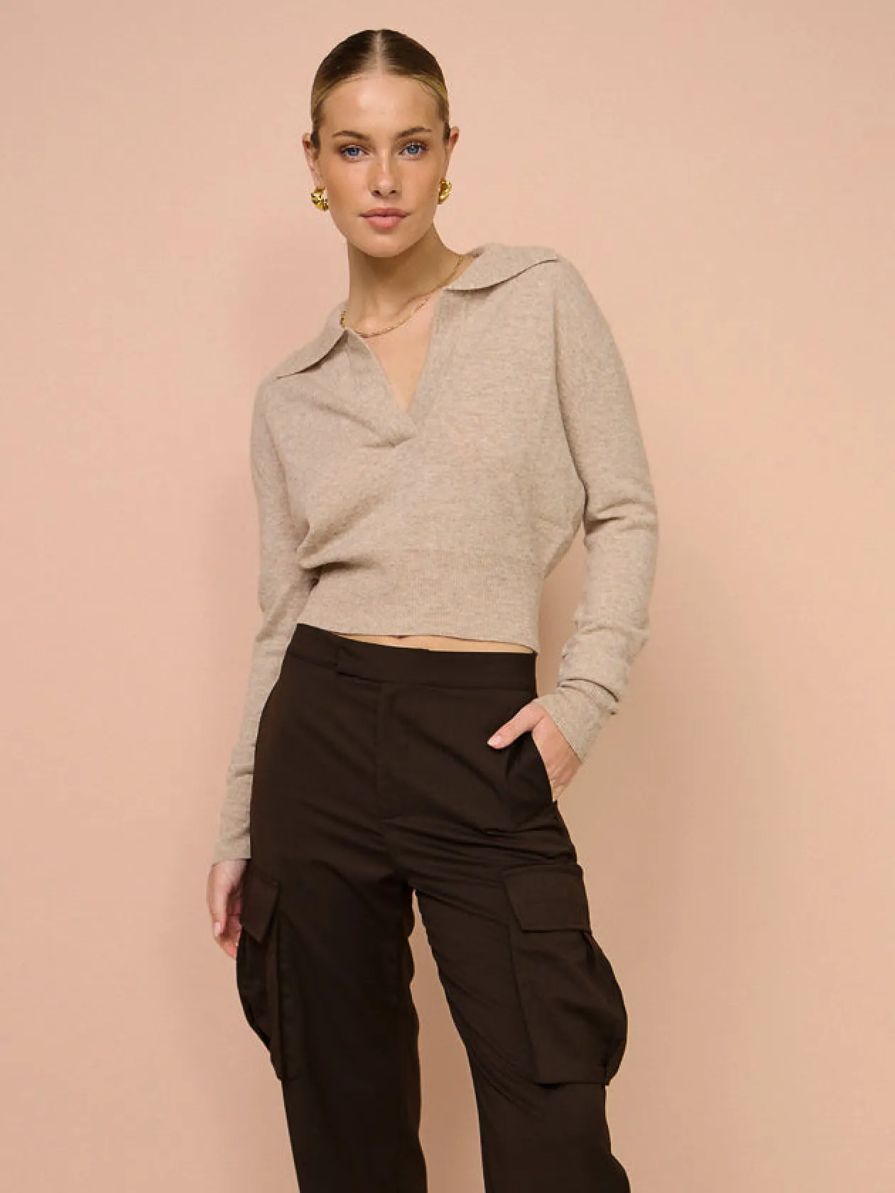 Cheap Collared Sweater In Women Tops
