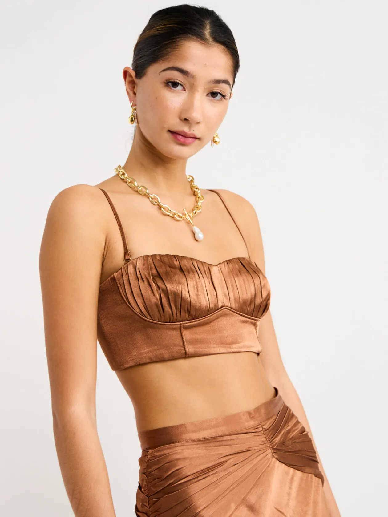 Cheap Corded Ruched Bralete In Women Tops