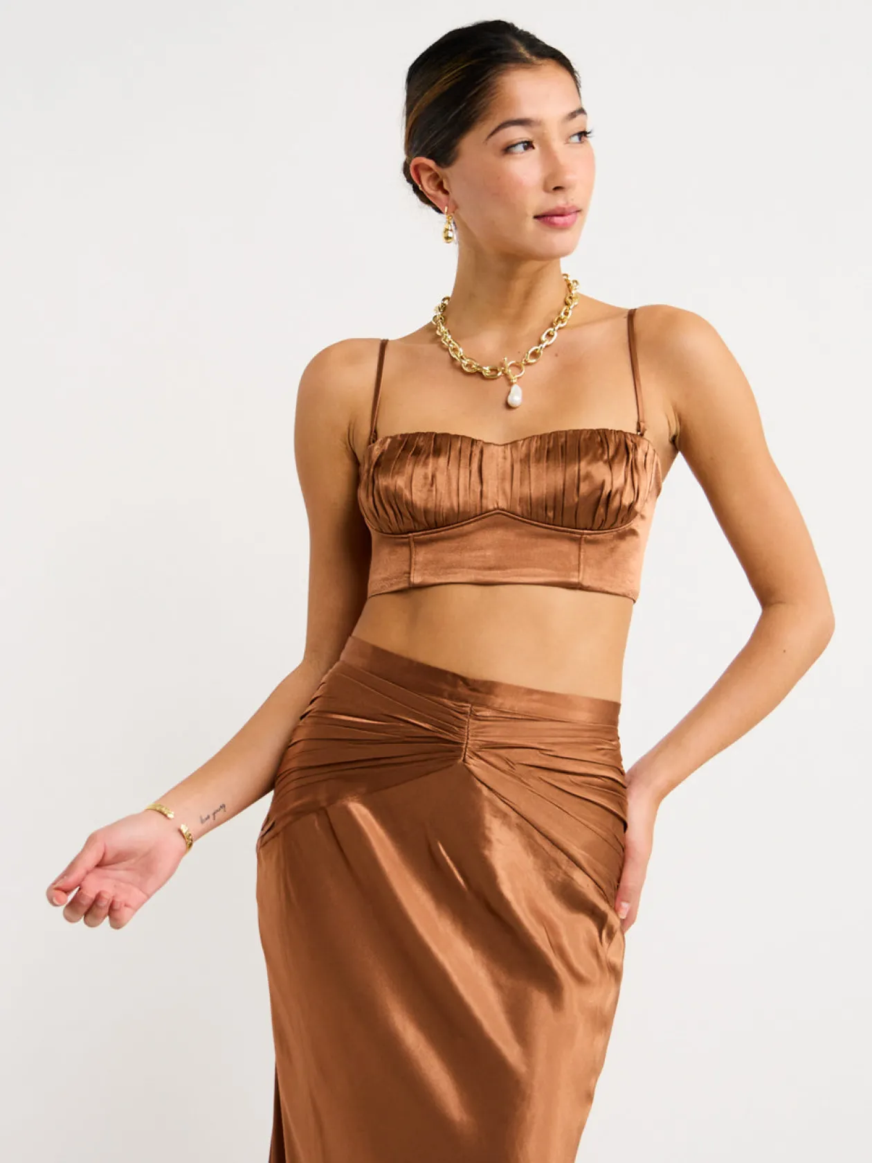 Cheap Corded Ruched Bralete In Women Tops