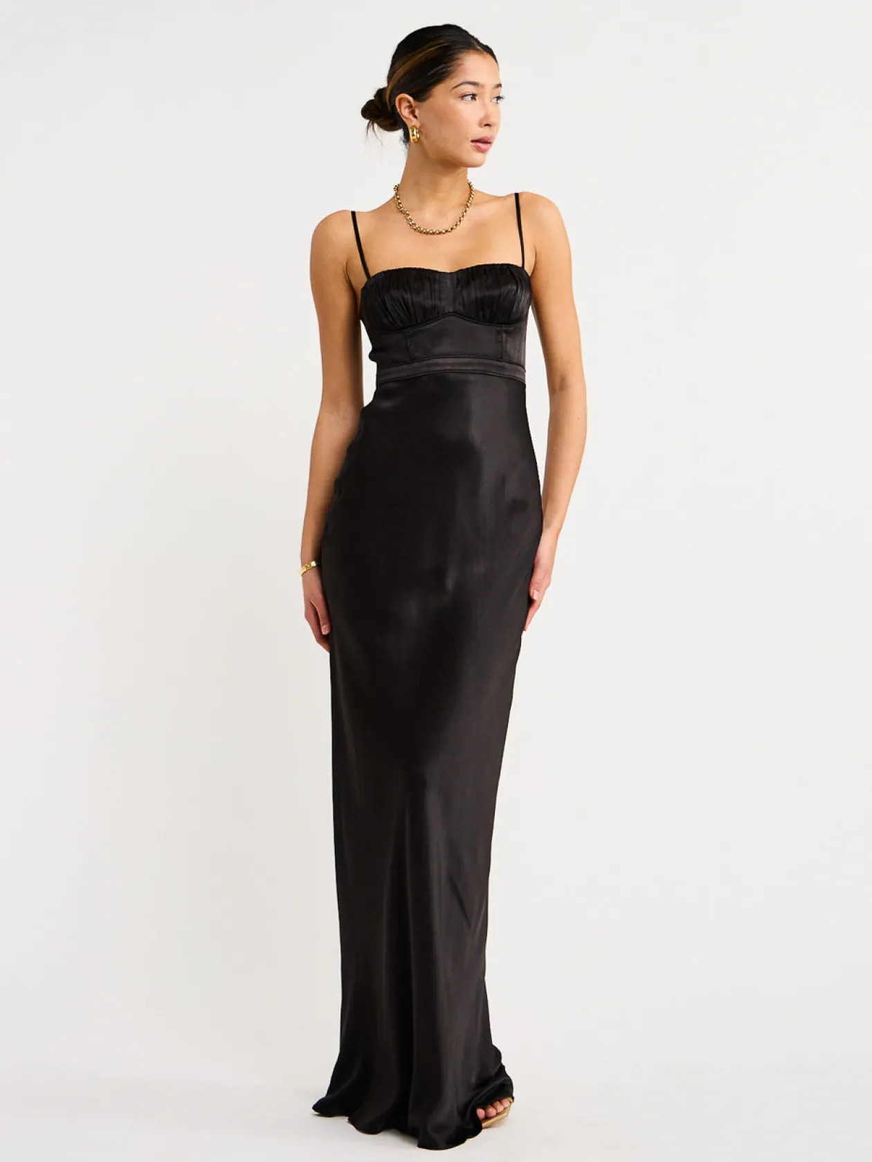 New Corded Ruched Maxi Dress In Women Dresses