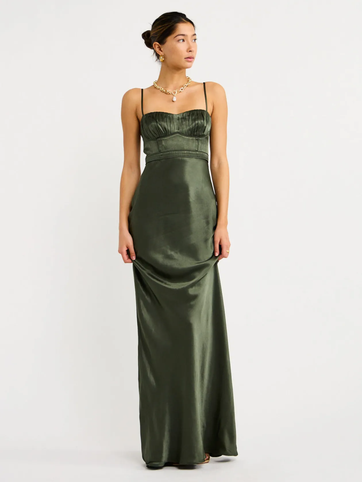 Cheap Corded Ruched Maxi Dress In Women Dresses