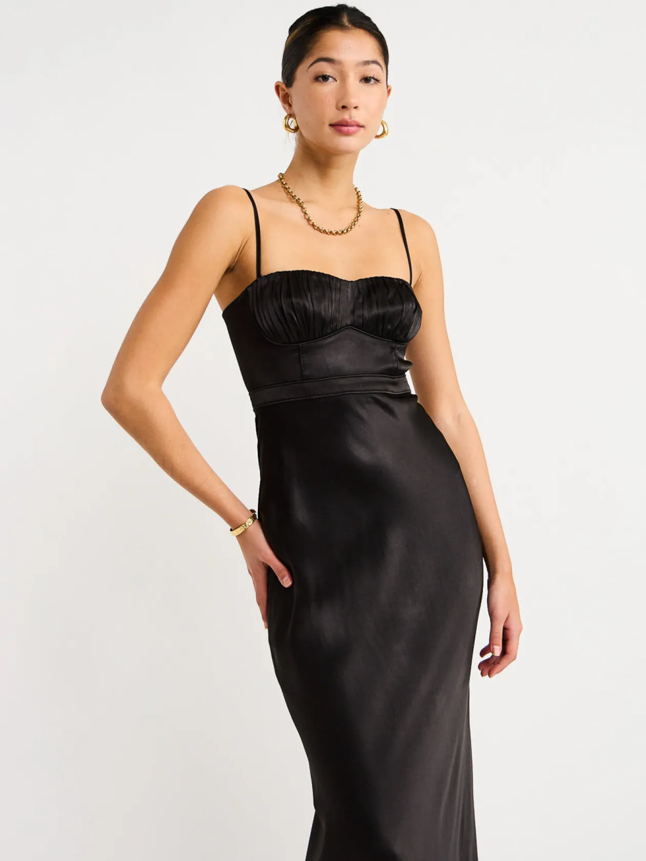 New Corded Ruched Maxi Dress In Women Dresses