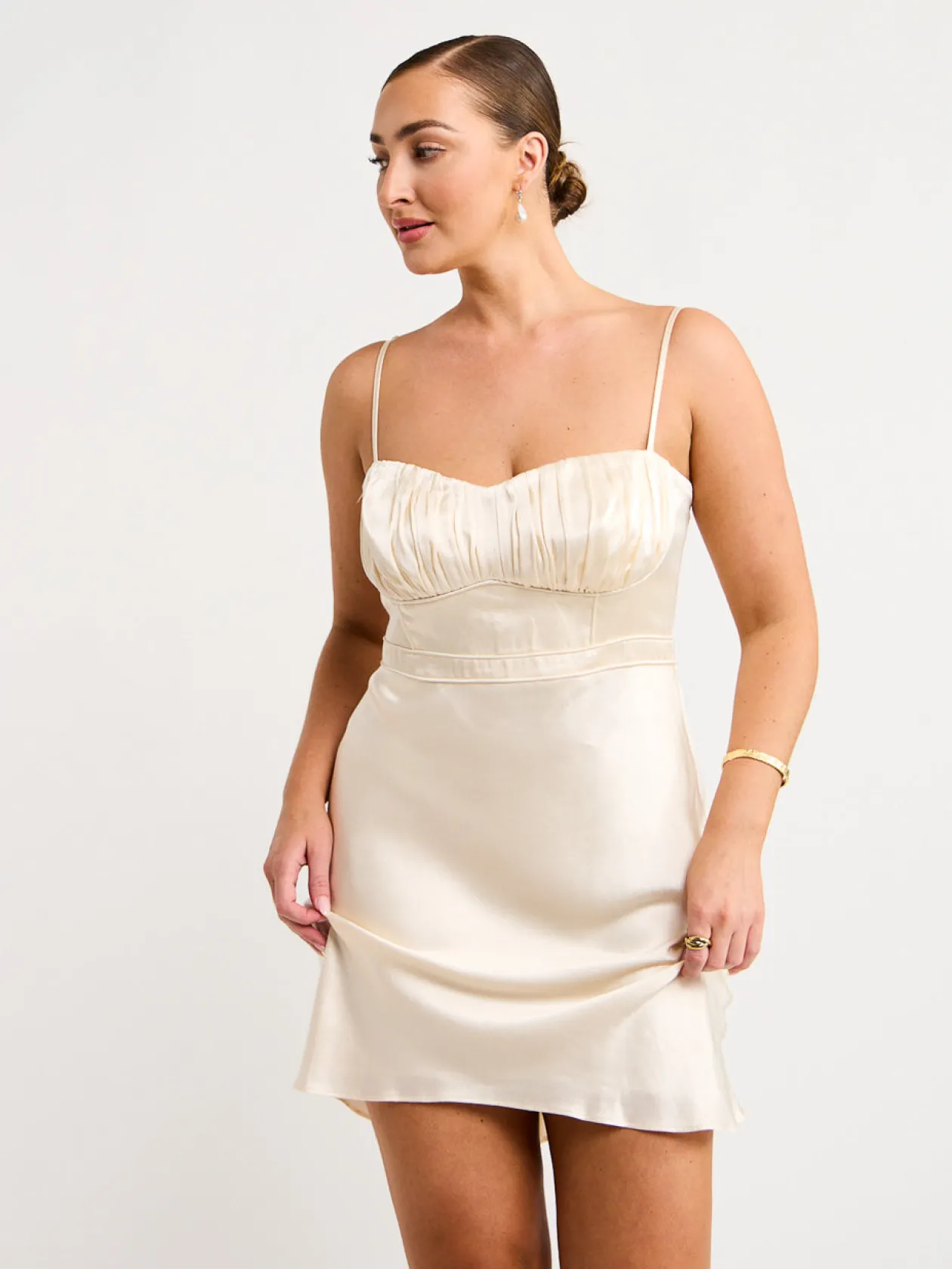 Fashion Corded Ruched Mini Dress In Women Dresses