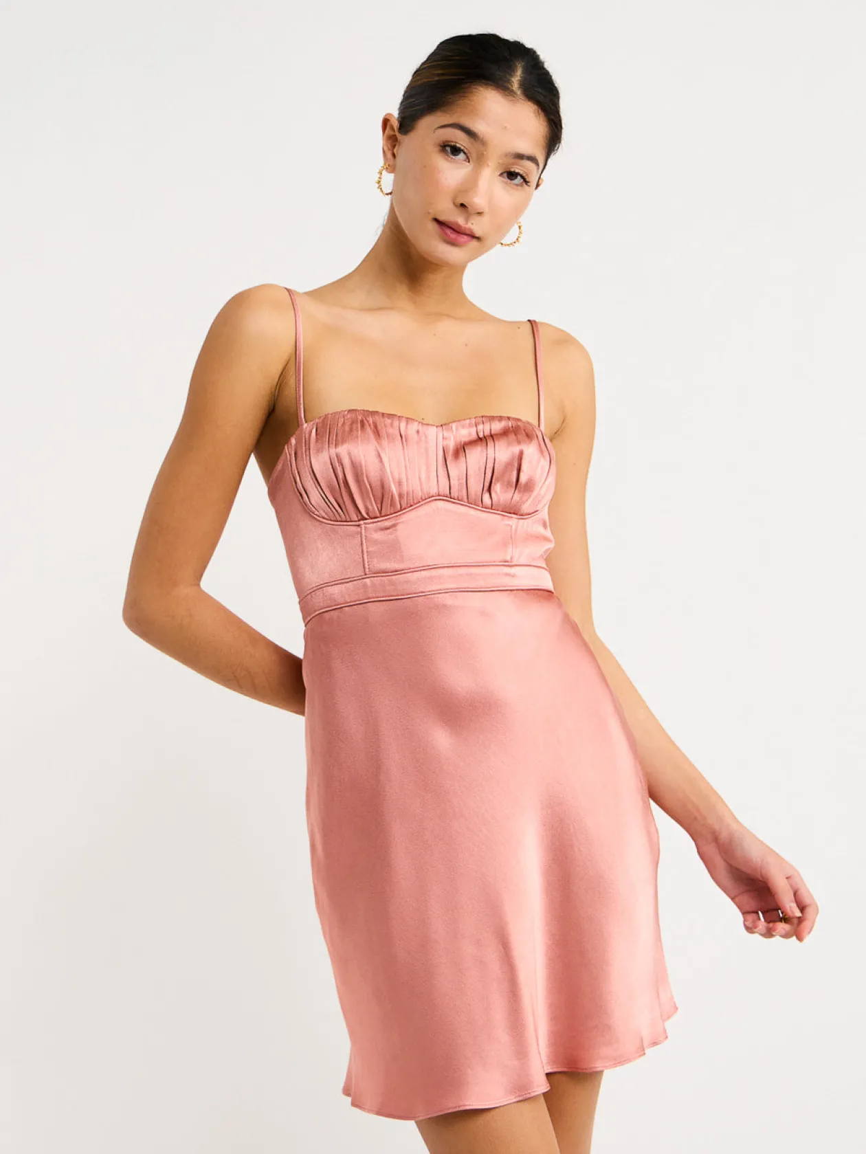 Shop Corded Ruched Mini Dress In Women Dresses