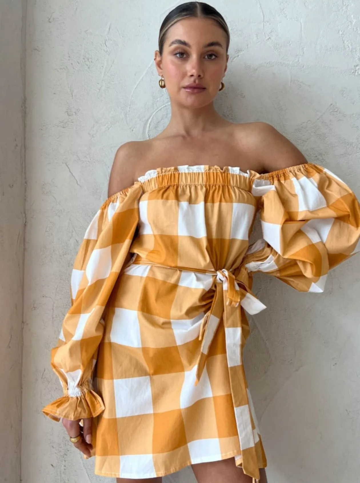 Sale Delilah Mini Dress In Orange Peel Checker Women Dresses