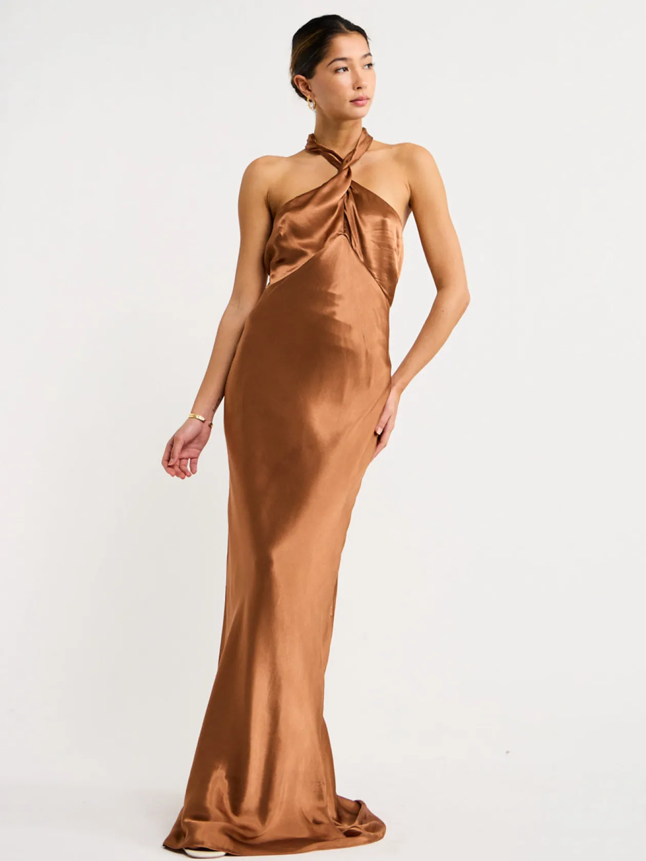 Online High Neck Twist Maxi Dress In Women Dresses