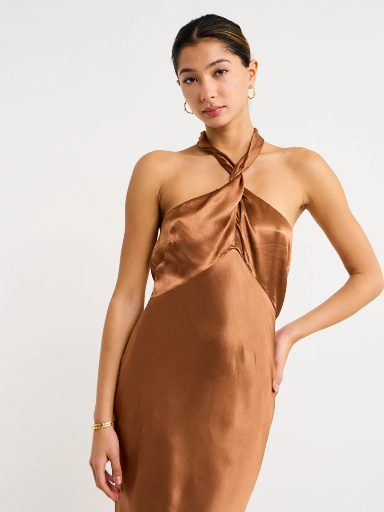 Online High Neck Twist Maxi Dress In Women Dresses