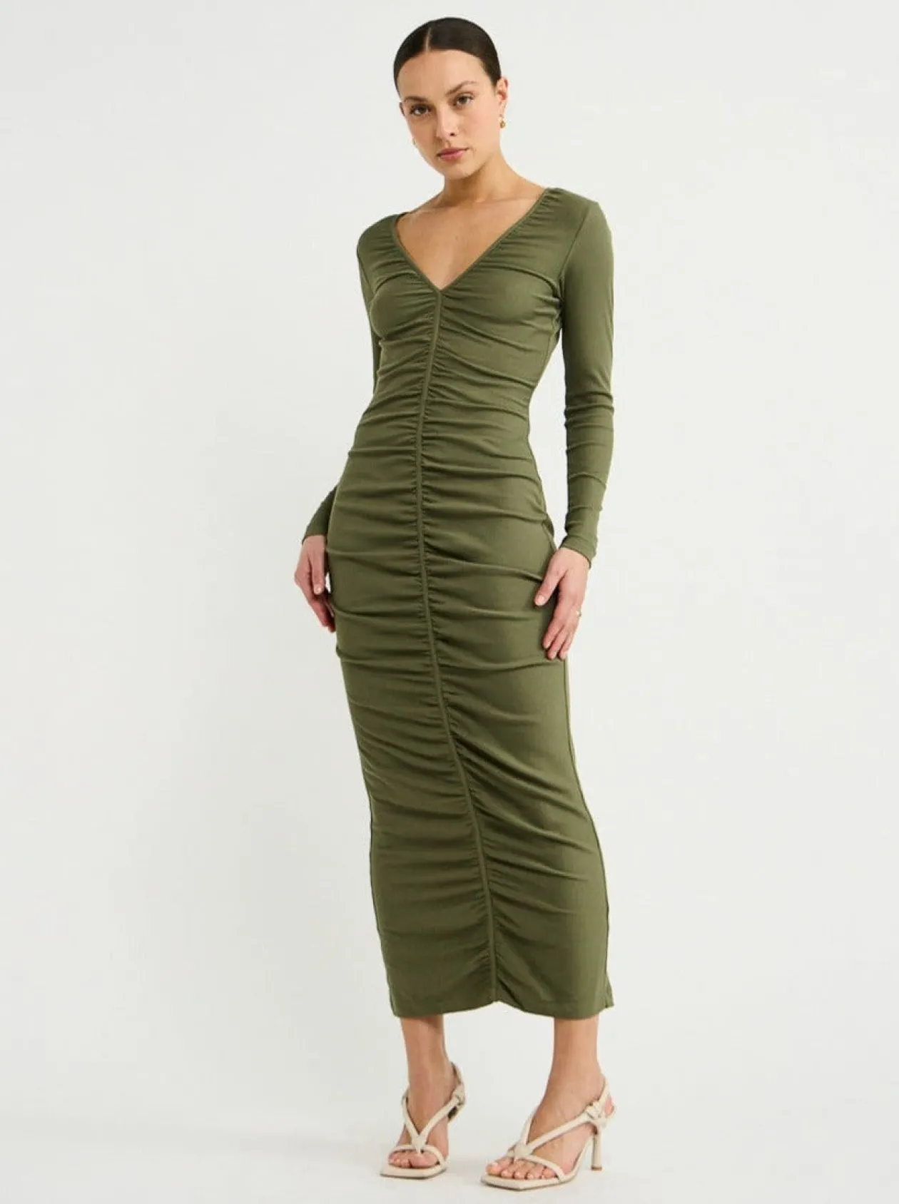 Outlet Isles Midi V Neck Gathered Dress In Women Dresses