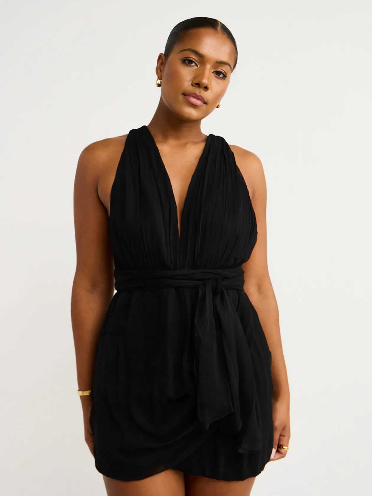 Hot Isola Plunged Cross Back Mini Dress In Women Dresses