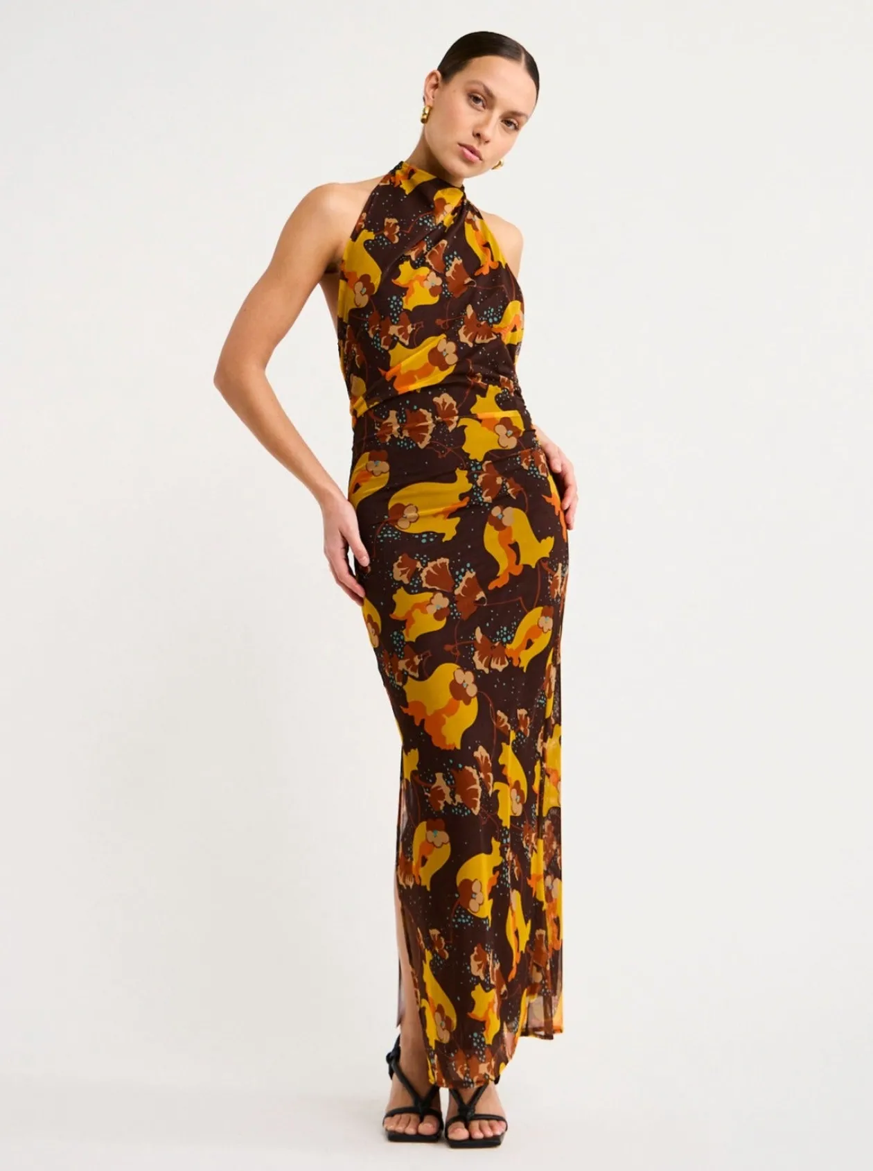 Hot Jacques Mesh Halter Midi Dress In Women Dresses