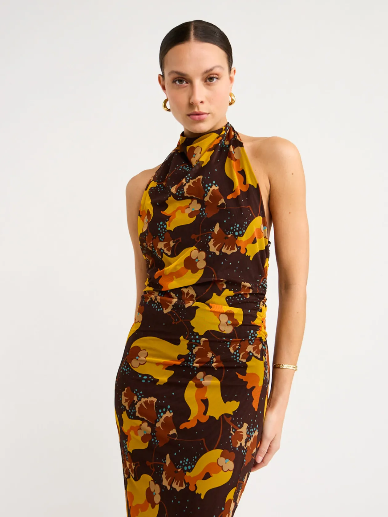 Hot Jacques Mesh Halter Midi Dress In Women Dresses