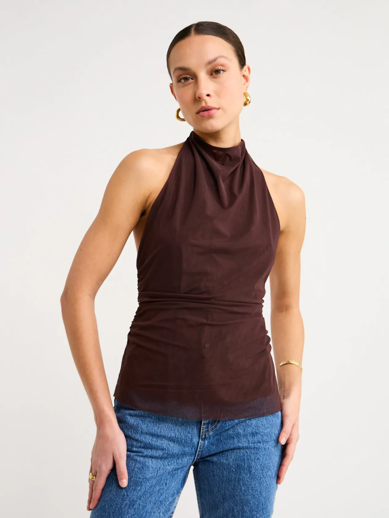 Hot Jacques Mesh Halter Top In Women Tops