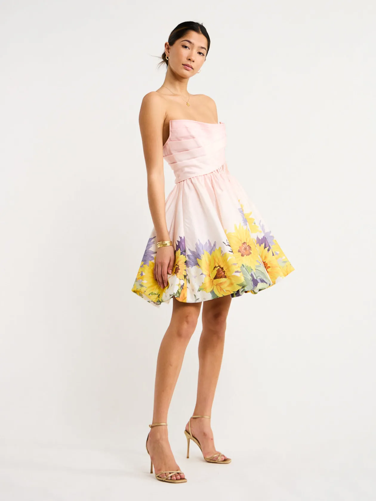 Best Sale Katy Bustier Mini Dress In Sunflower Print In Pink Women Dresses