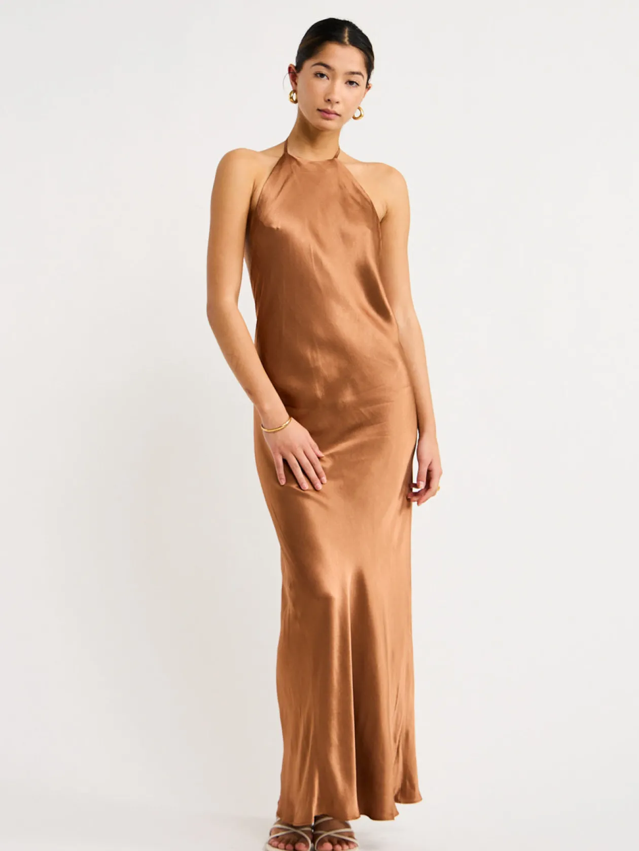 Sale Low Back Halter Neck Midi Dress In Women Dresses