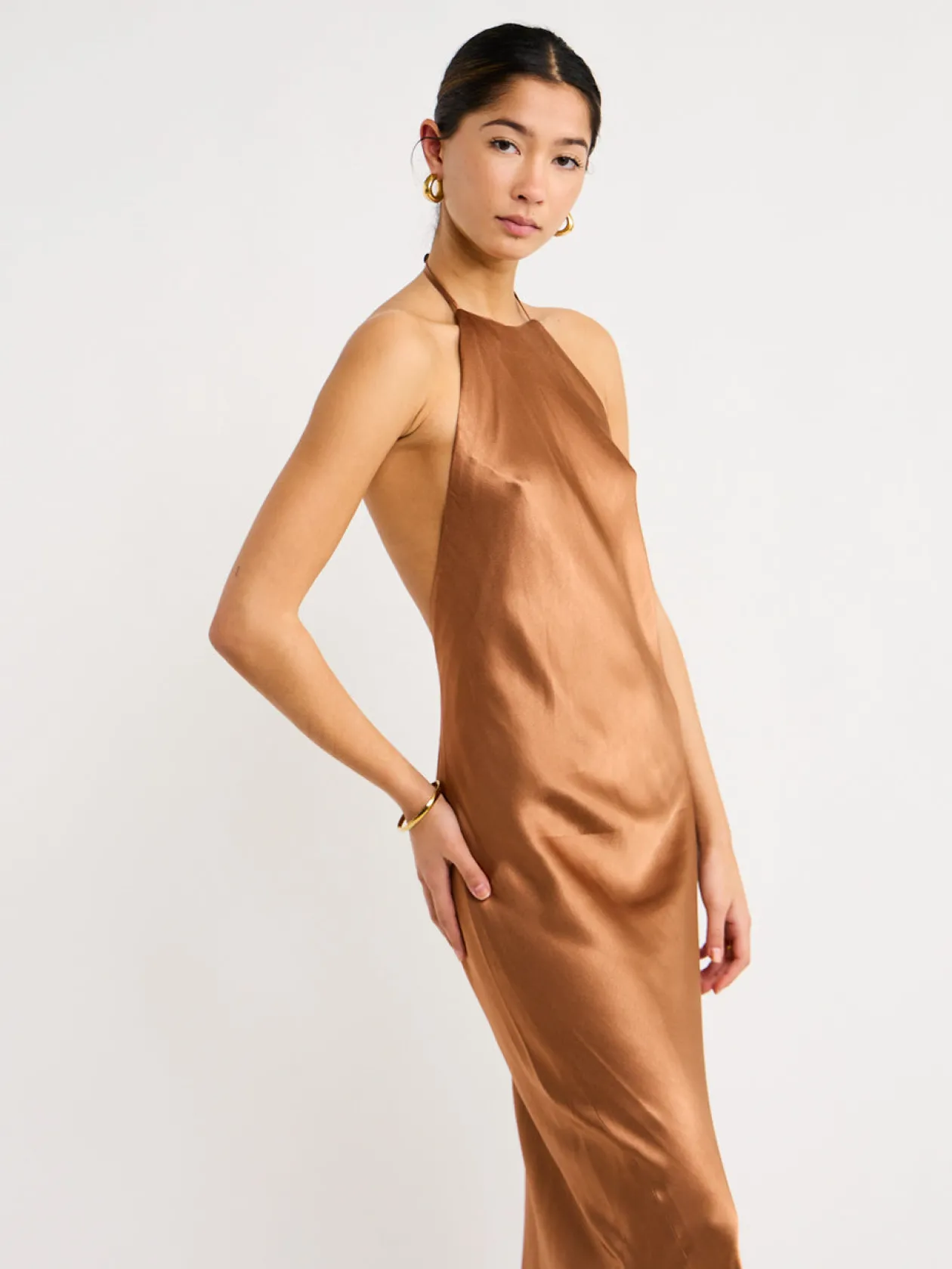 Sale Low Back Halter Neck Midi Dress In Women Dresses