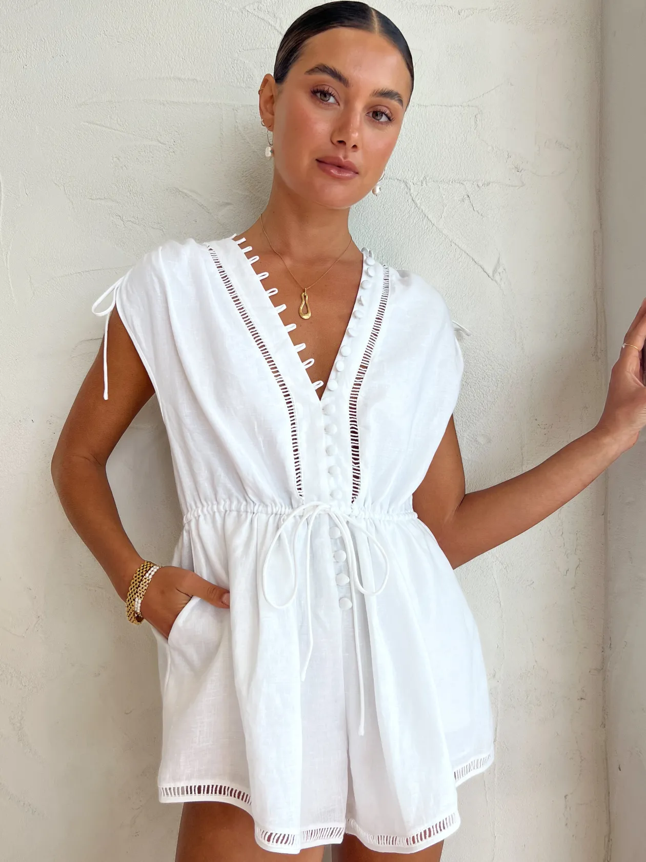 Clearance Mary Lin Linen Ramie Playsuit In Women Jumpsuits
