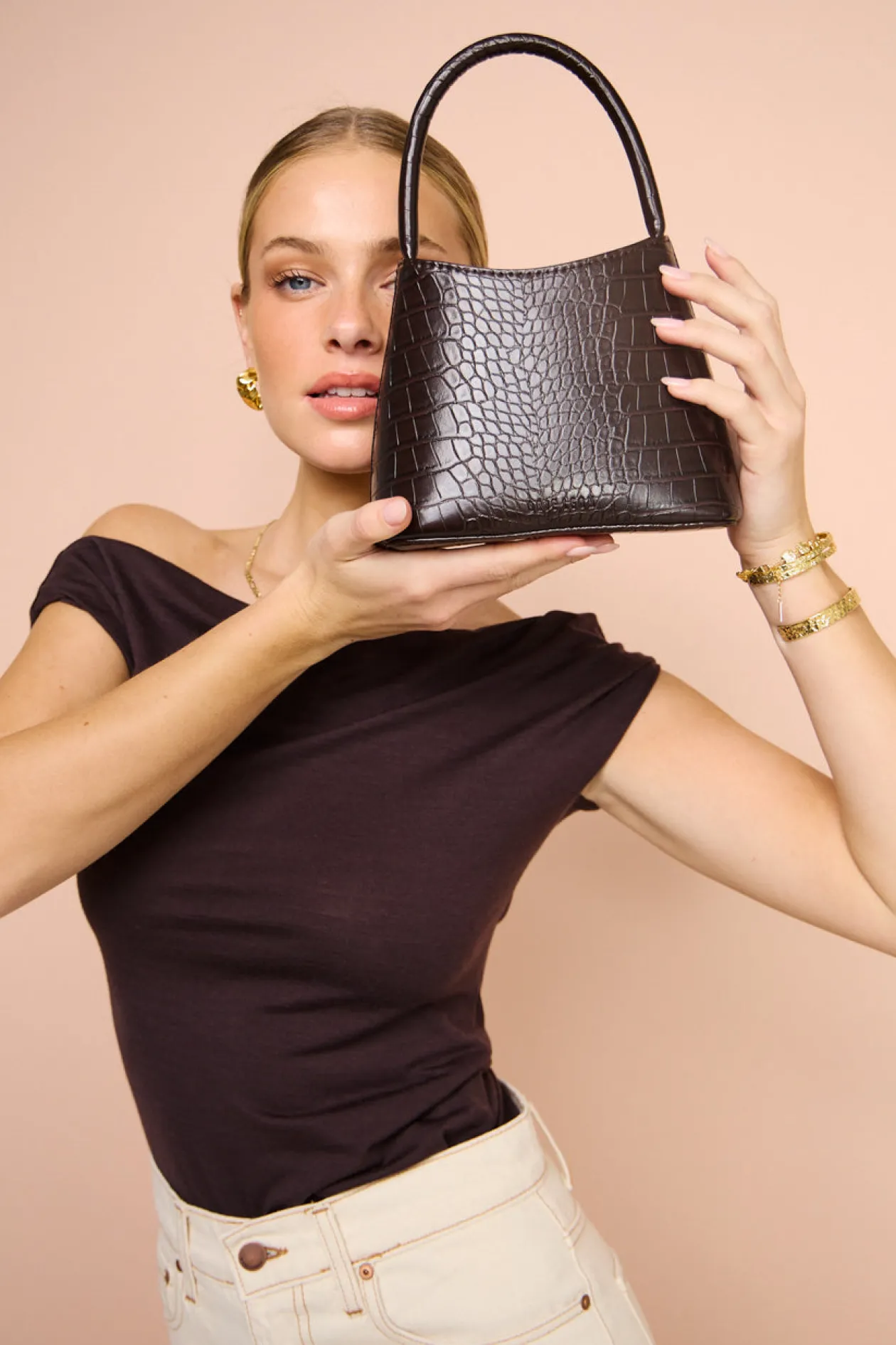 Fashion Mini Chloe Bag In Brunette Recycled Croc Women Bags