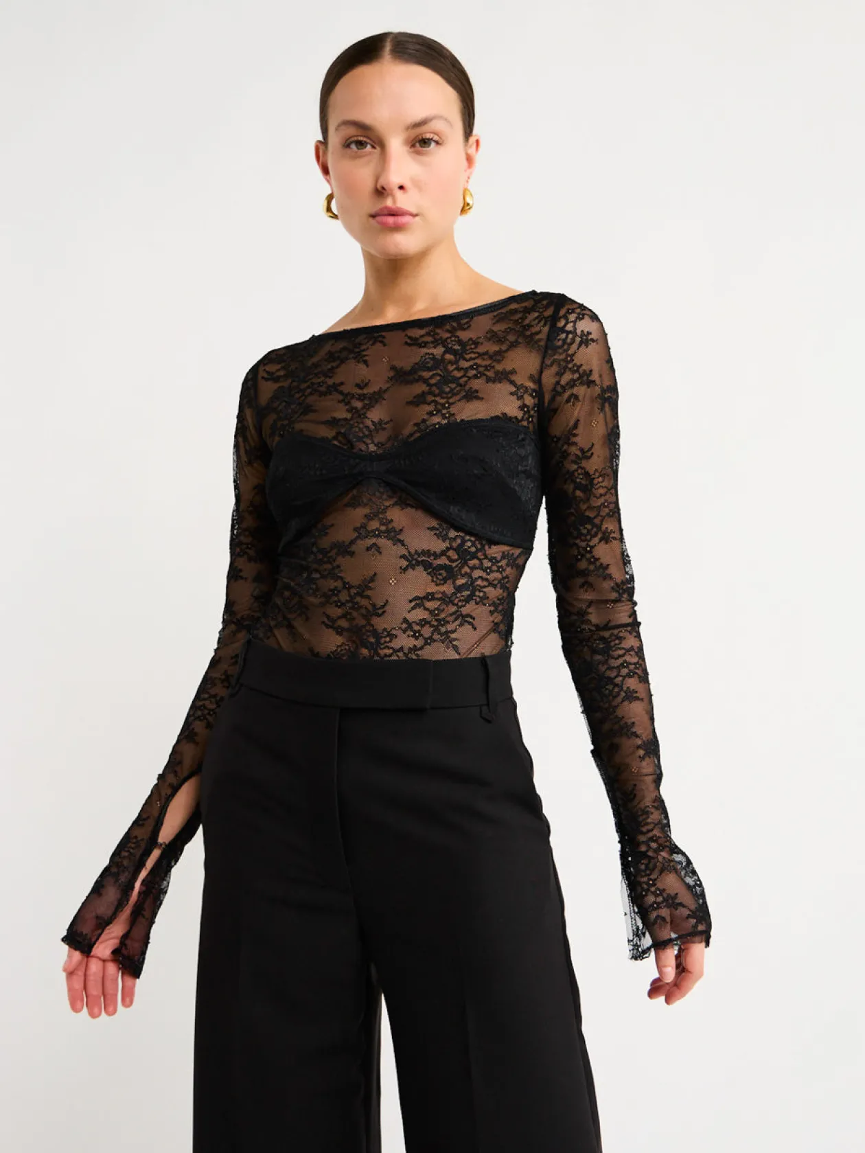 Online Nora Lace L/S Bodysuit In Women Tops