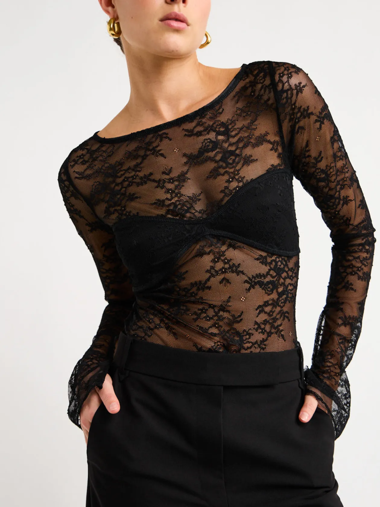 Online Nora Lace L/S Bodysuit In Women Tops