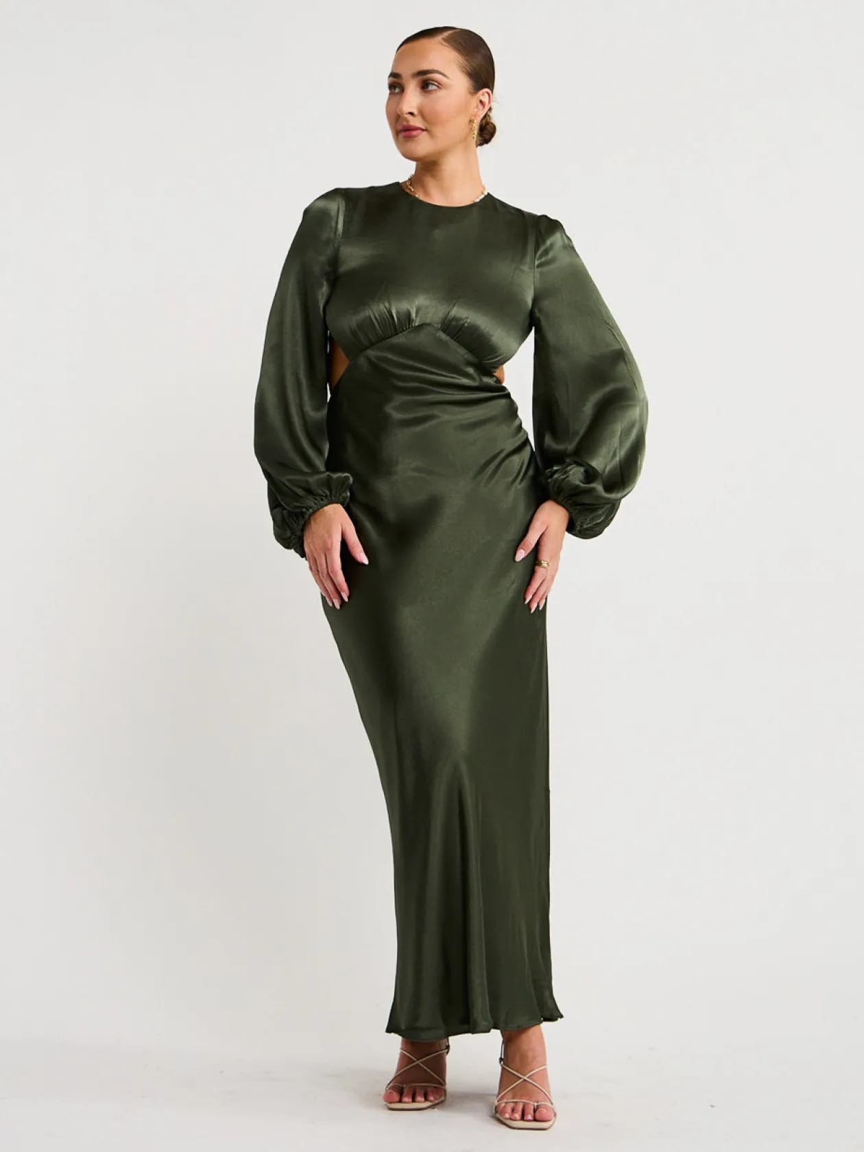 Outlet Open Back Balloon Sleeve Midi Dress In Women Dresses