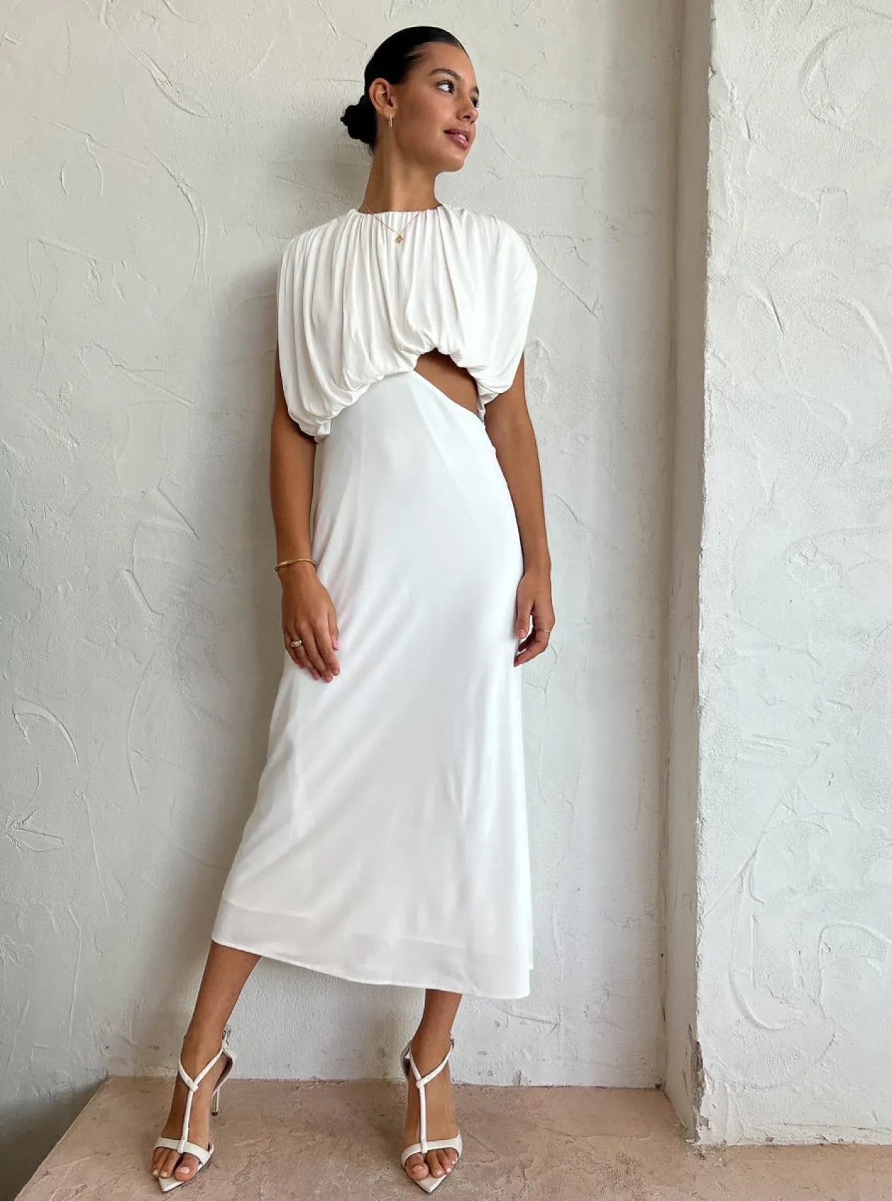 Cheap Overflow Drape Midi Dress In Women Dresses
