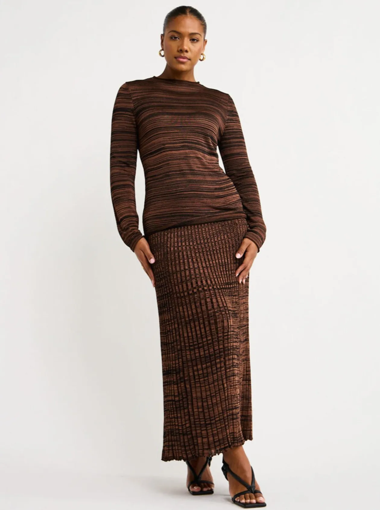 Store Paris Skirt In Chocolate & Black Mix Women Skirts