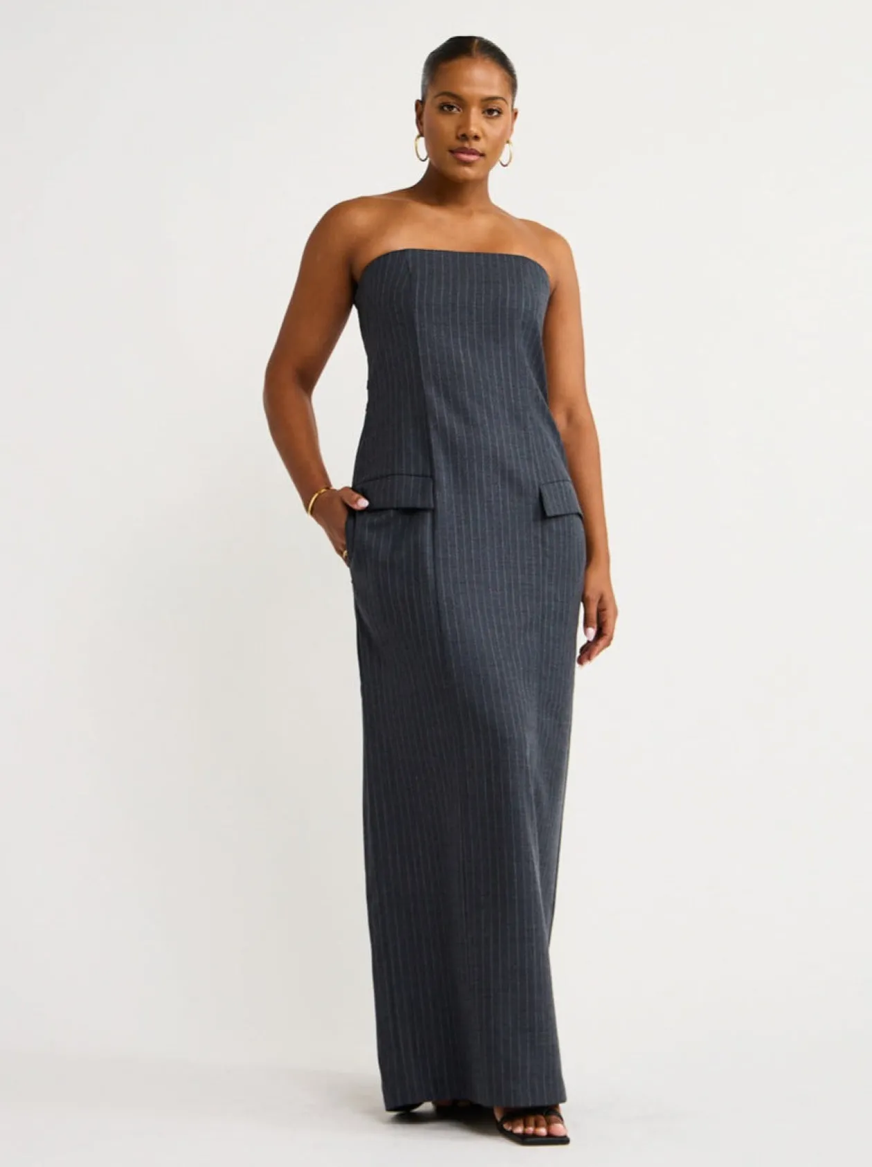 Shop Pine Strapless Maxi In Women Dresses