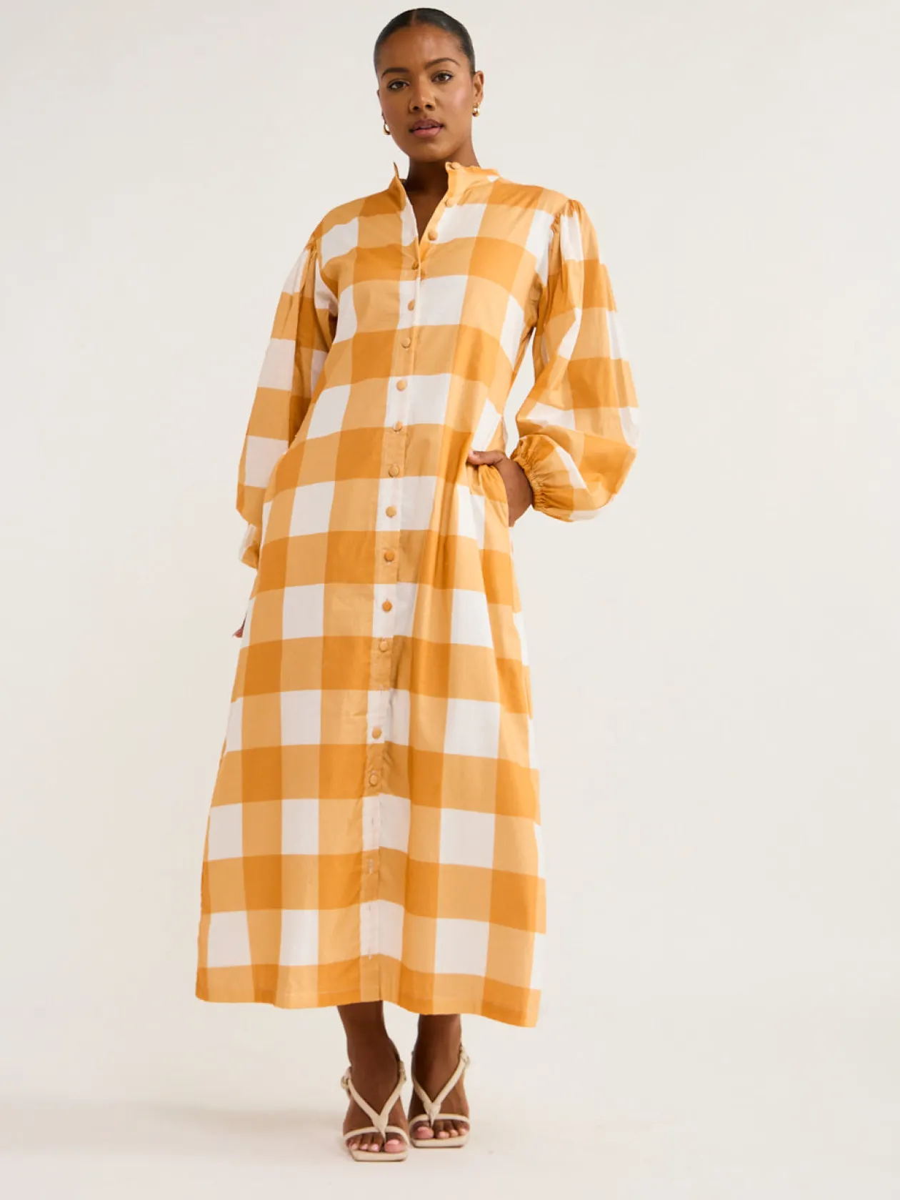Online Raphaella Dress In Orange Peel Checker Women Dresses
