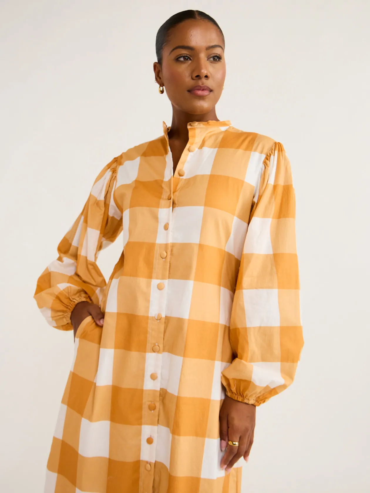 Online Raphaella Dress In Orange Peel Checker Women Dresses