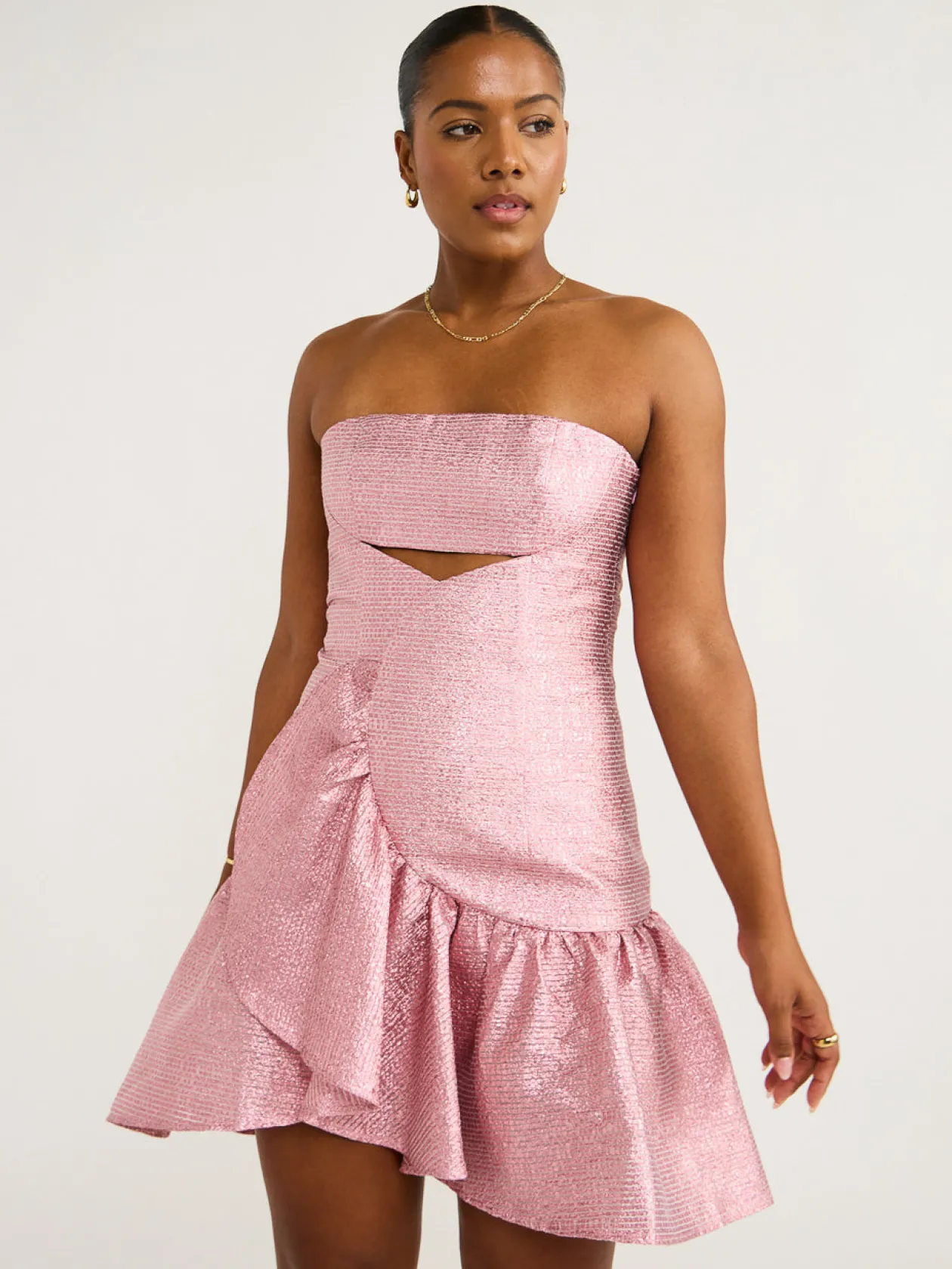 Clearance Rose Quartz Gather Strapless Mini In Women Dresses