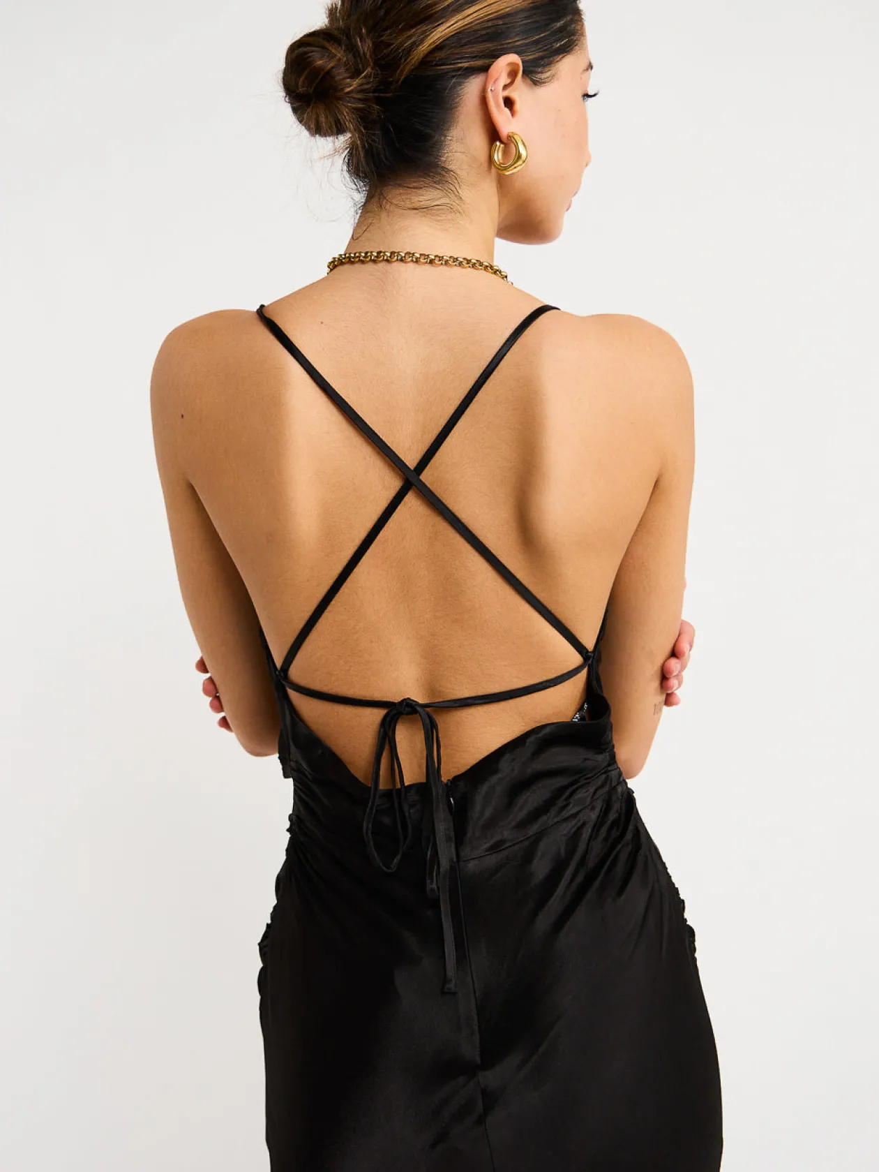 Store Ruched Backless Slip Dress In Women Dresses