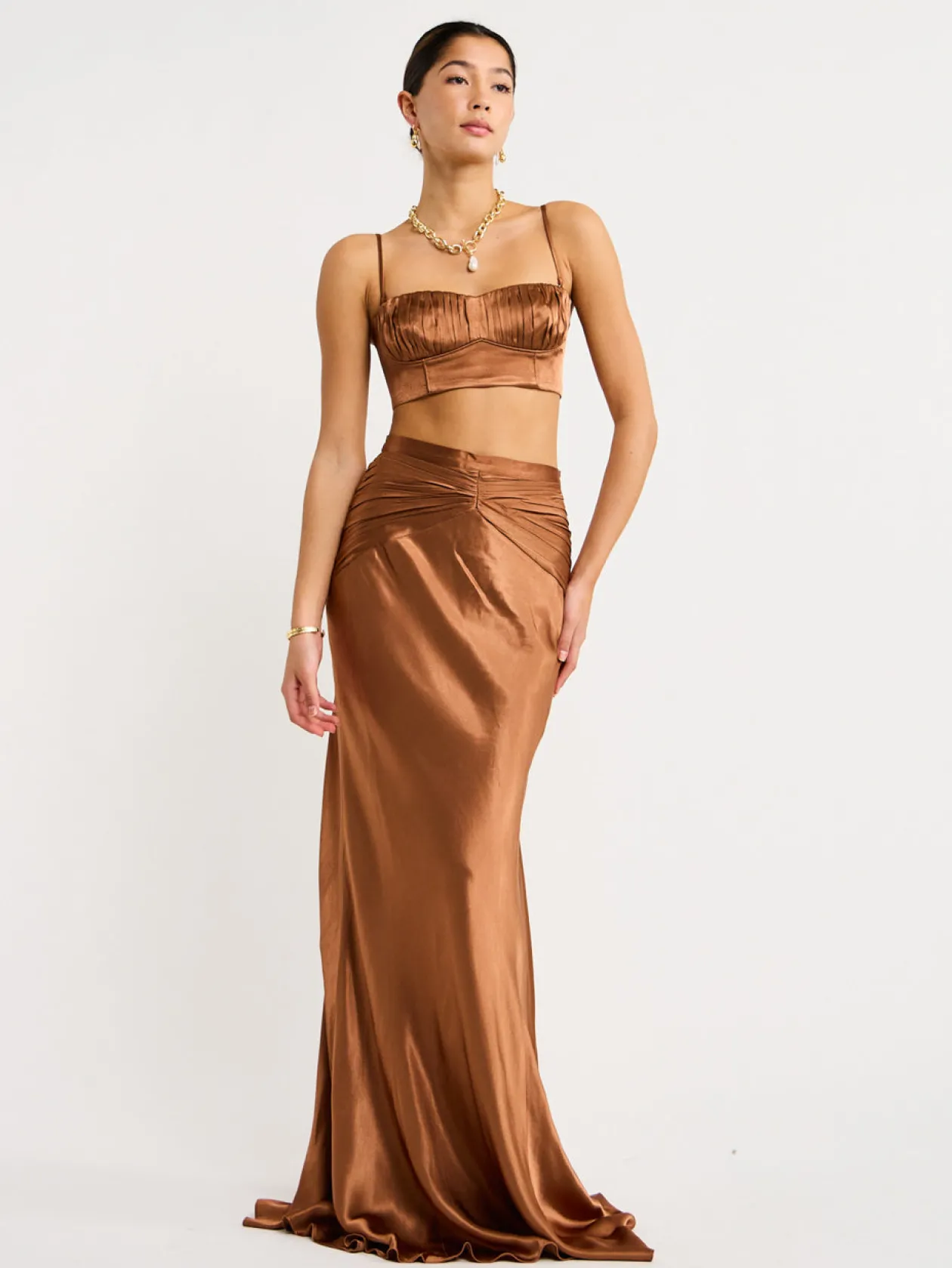 Shop Ruched Maxi Skirt In Women Skirts