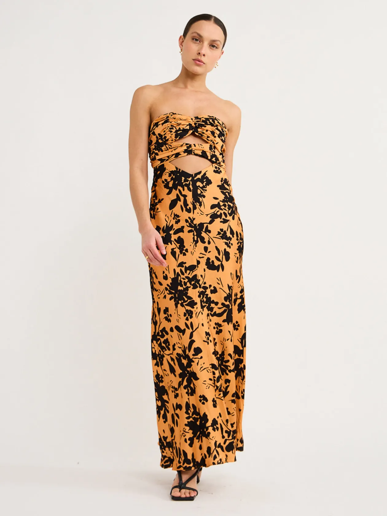 Discount Solare Strapless Cut Out Ruched Midi Dress In Women Dresses