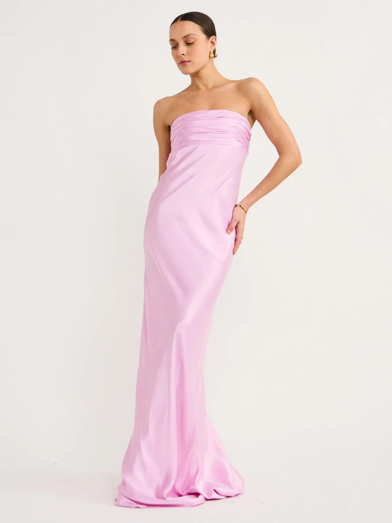Outlet Strapless Rouched Maxi Dress In Women Dresses