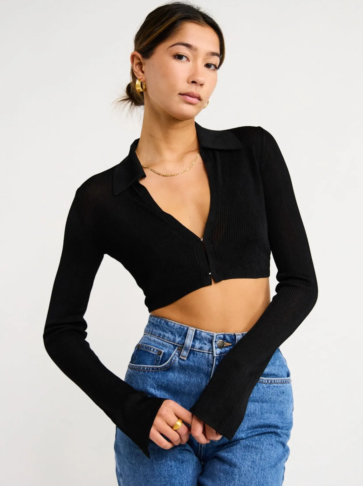 Shop Tilda L/S Knit Crop Top In Women Tops