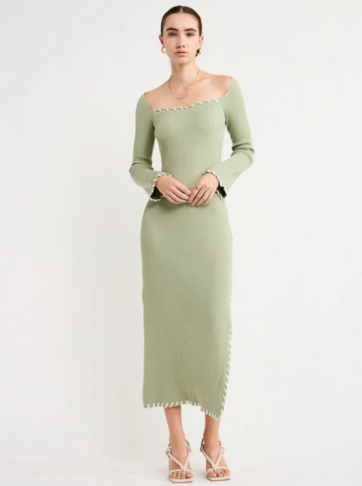 Cheap Trace Knit Midi Dress In Women Dresses