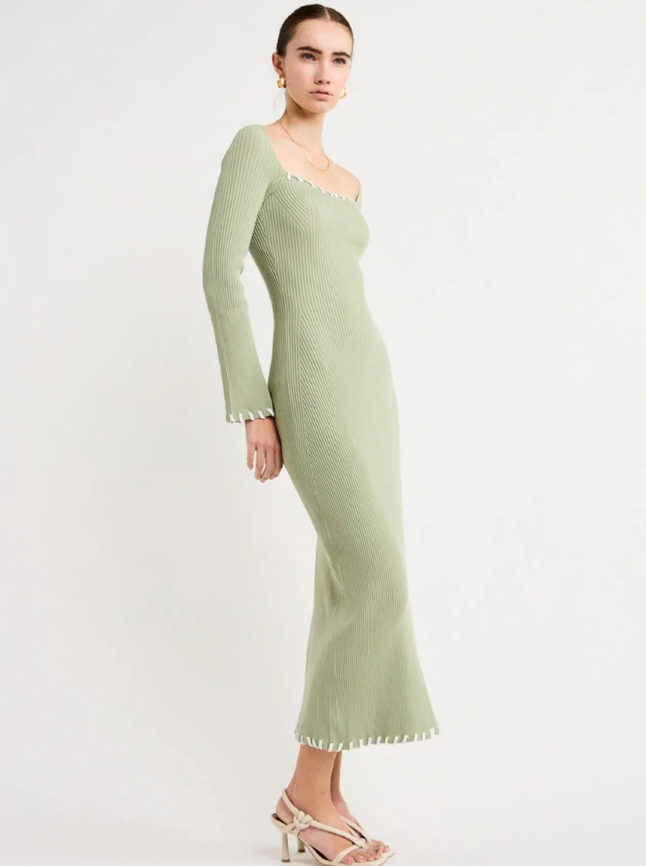 Cheap Trace Knit Midi Dress In Women Dresses
