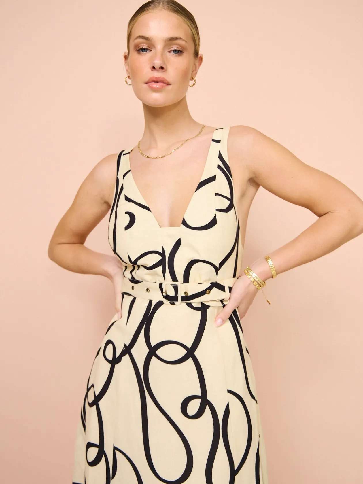 New Vietri Plunged Panelled Midi Dress In Women Dresses