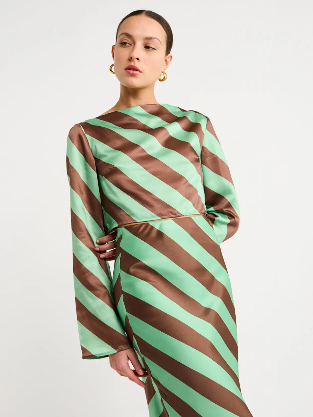 Store Zoey Crop Flare Sleeve Top In Women Tops